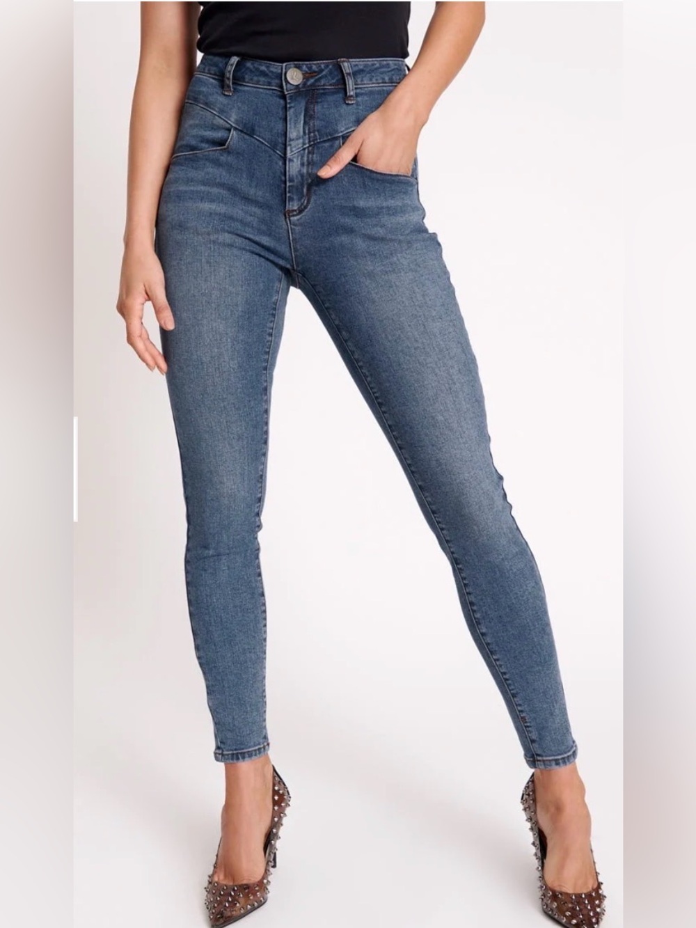 One Teaspoon High-Waist Skinny Jean — "Preachers", Yoke Detail